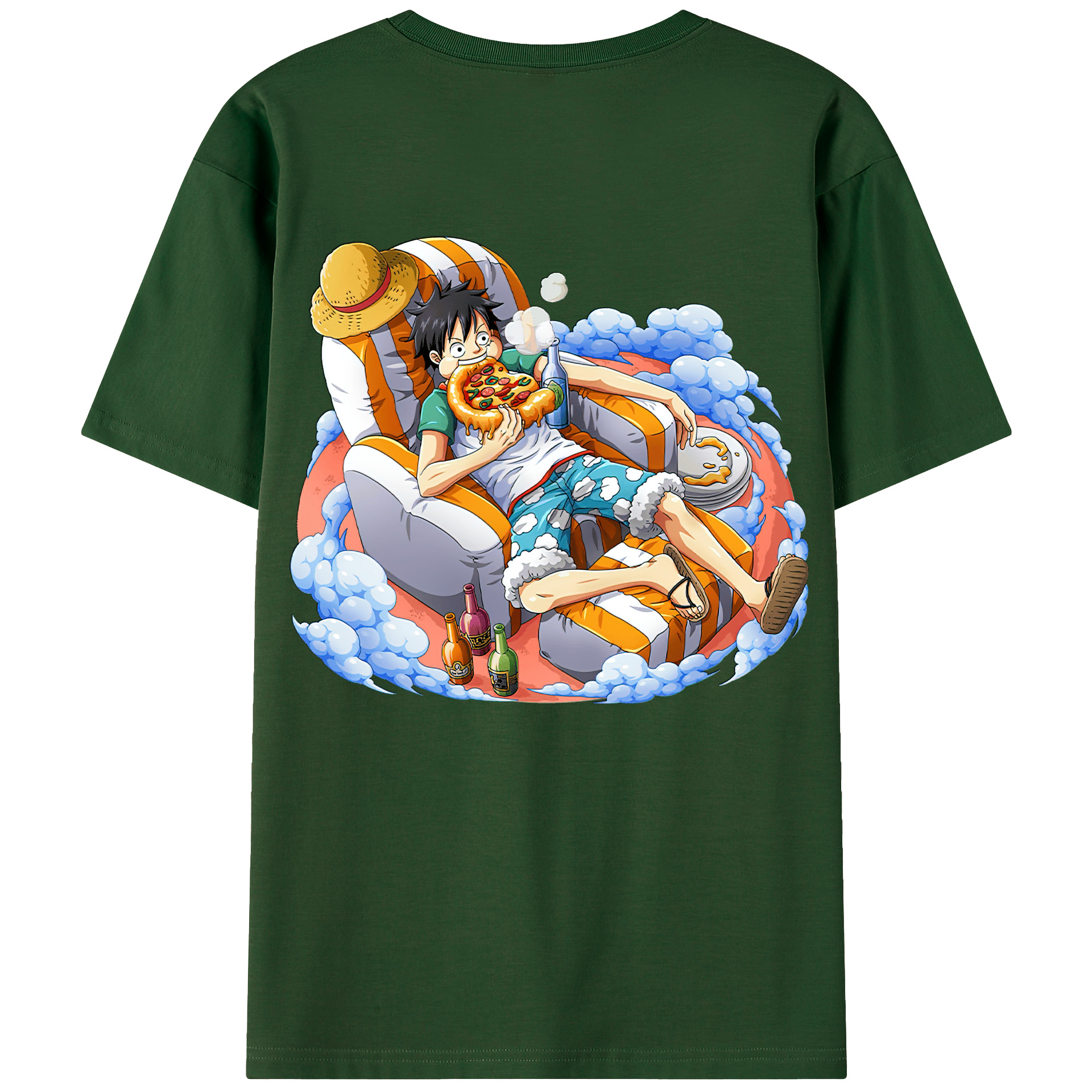 ワンピース モンキー・D・ルフィ ONE PIECE Monkey D. Luffy 綿100％半袖Tシャツ（背面プリント）